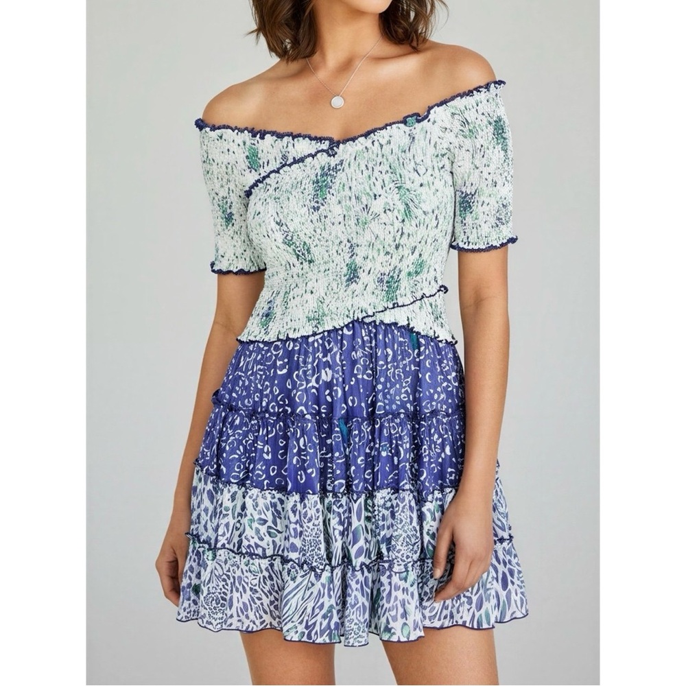 Poupette St Barth Soledad Antibes Mini Dress Blue St Tropez